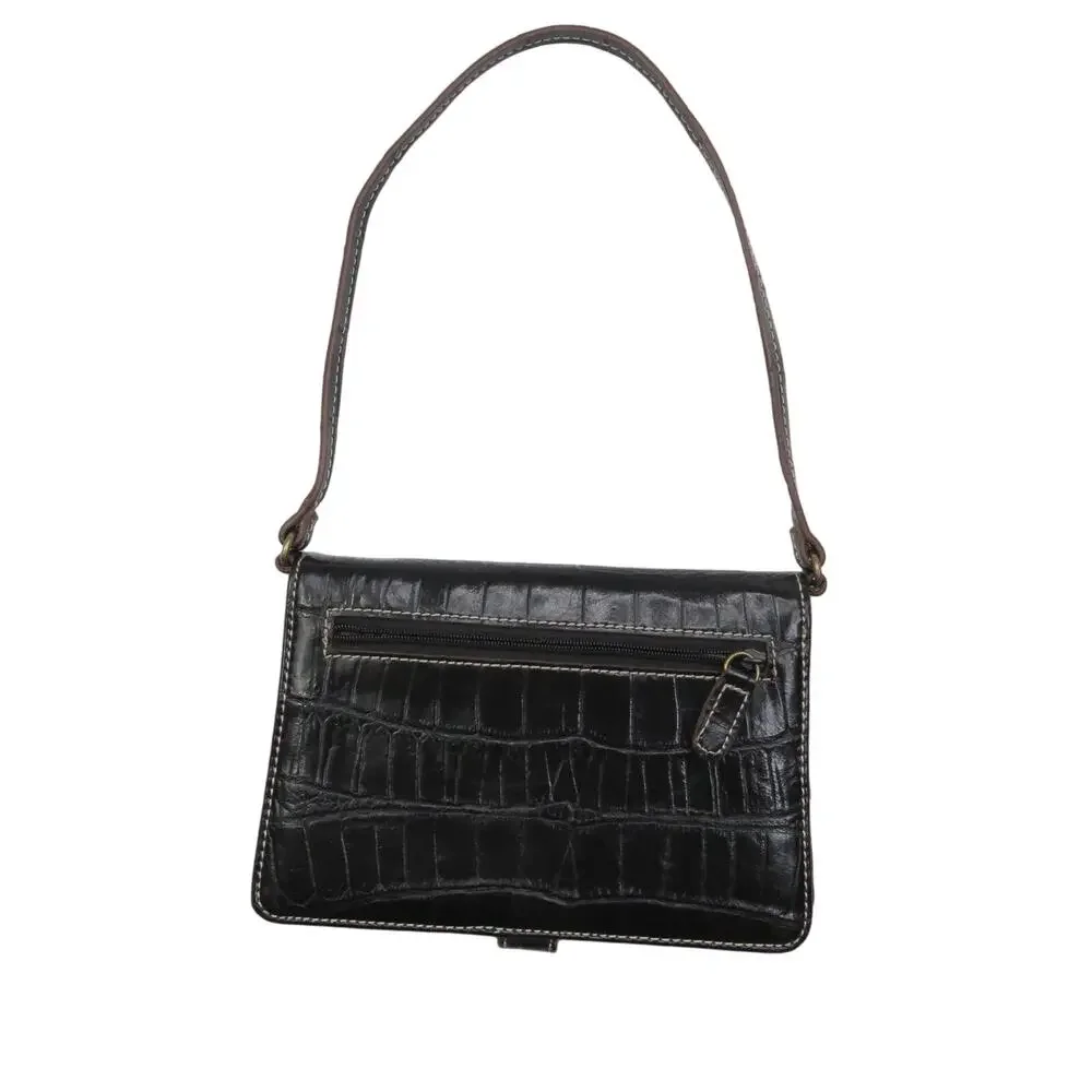 Y2K Nine West Vintage Black Alligator Mini Bag Faux Leather
